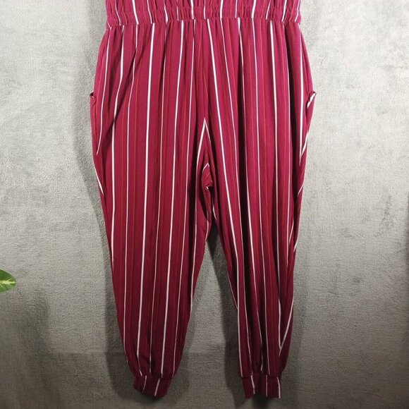 NO BOUNDARIES Women Jumpsuit Junior Size XXL(119) Striped Knit Pockets Waist Tie - Picture 10 of 11
